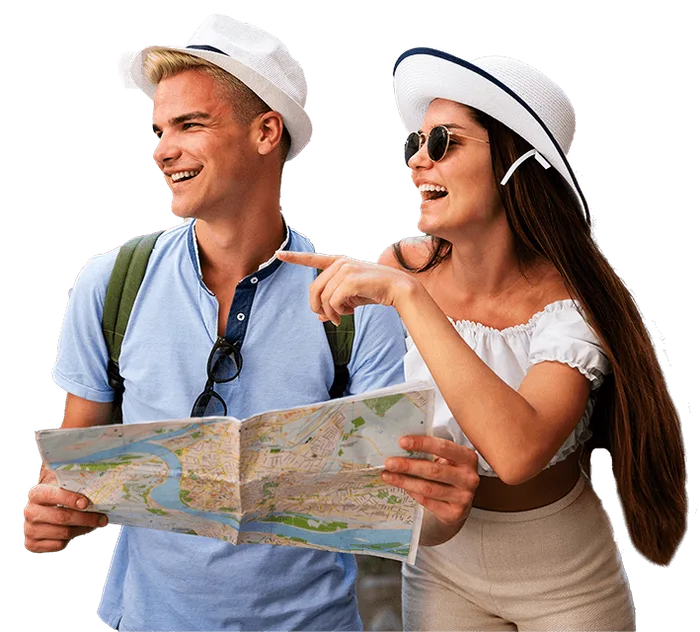 A group of happy travellers on tour in Sri Lanka